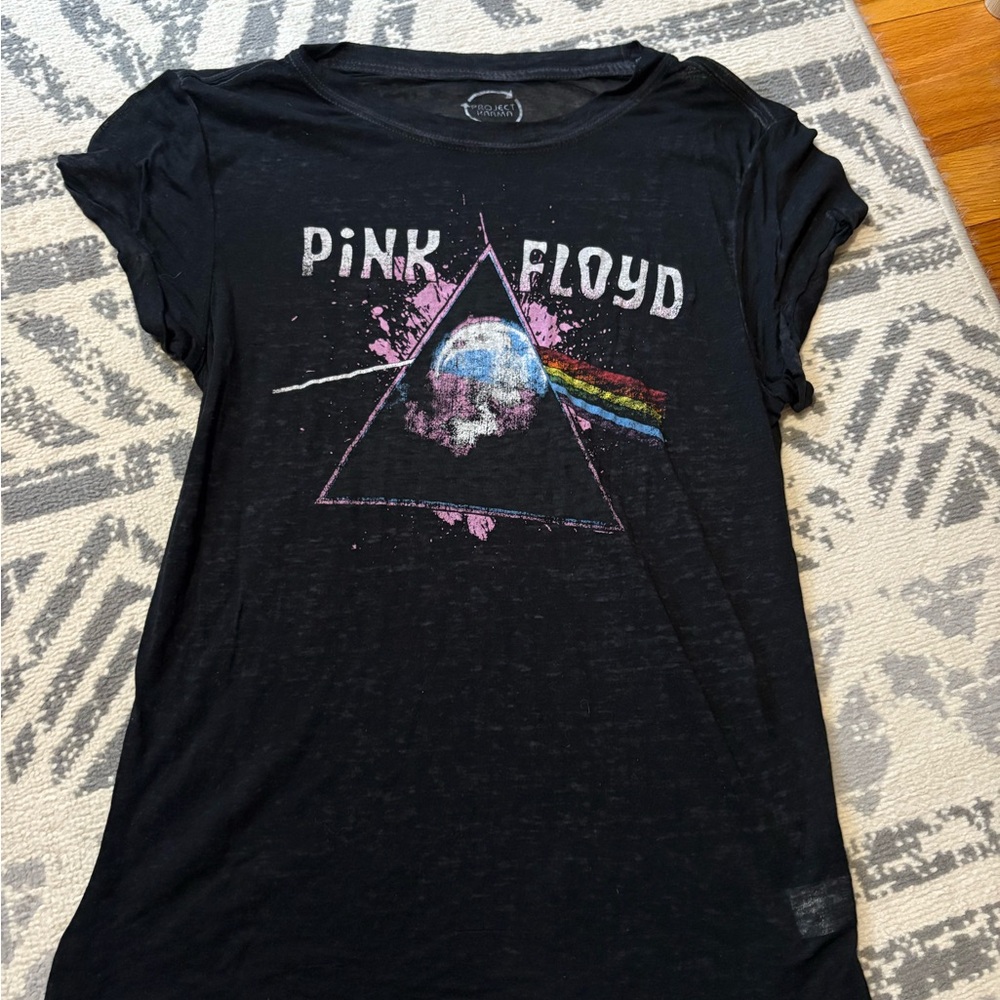 Pink Floyd Black Tee with White Text